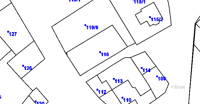 Parcela st. 116 v KÚ Heroltice u Jihlavy, Katastrální mapa