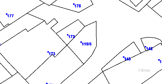 Parcela st. 119/5 v KÚ Heroltice u Jihlavy, Katastrální mapa
