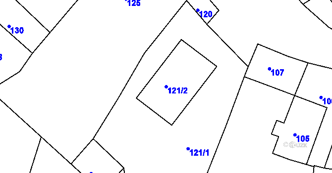 Parcela st. 121/2 v KÚ Heroltice u Jihlavy, Katastrální mapa