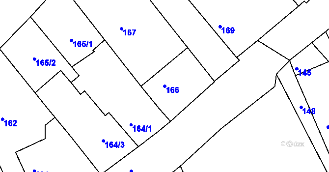 Parcela st. 166 v KÚ Heroltice u Jihlavy, Katastrální mapa