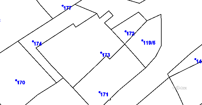 Parcela st. 173 v KÚ Heroltice u Jihlavy, Katastrální mapa