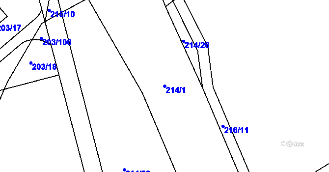 Parcela st. 214/1 v KÚ Heroltice u Jihlavy, Katastrální mapa