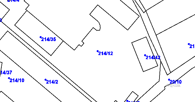 Parcela st. 214/12 v KÚ Heroltice u Jihlavy, Katastrální mapa