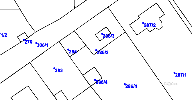Parcela st. 286/2 v KÚ Heroltice u Jihlavy, Katastrální mapa
