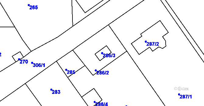 Parcela st. 286/3 v KÚ Heroltice u Jihlavy, Katastrální mapa