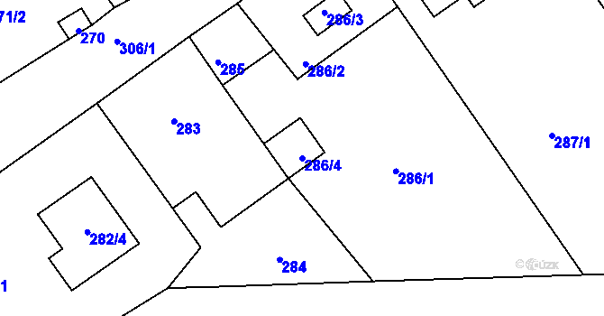 Parcela st. 286/4 v KÚ Heroltice u Jihlavy, Katastrální mapa