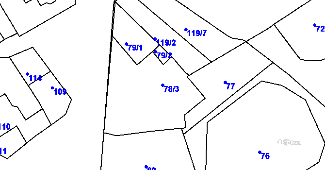 Parcela st. 78/3 v KÚ Heroltice u Jihlavy, Katastrální mapa