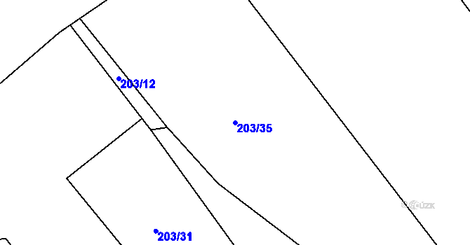Parcela st. 203/35 v KÚ Heroltice u Jihlavy, Katastrální mapa