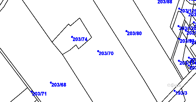 Parcela st. 203/70 v KÚ Heroltice u Jihlavy, Katastrální mapa