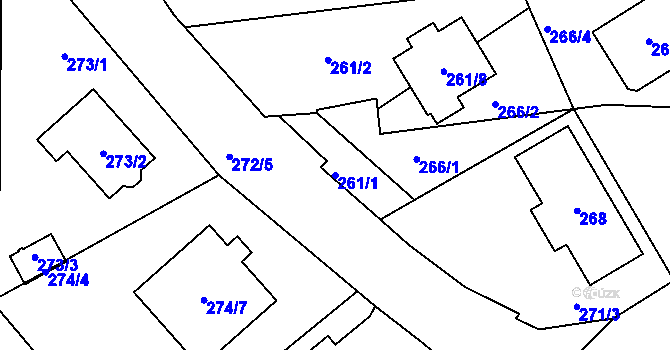 Parcela st. 261/1 v KÚ Heroltice u Jihlavy, Katastrální mapa