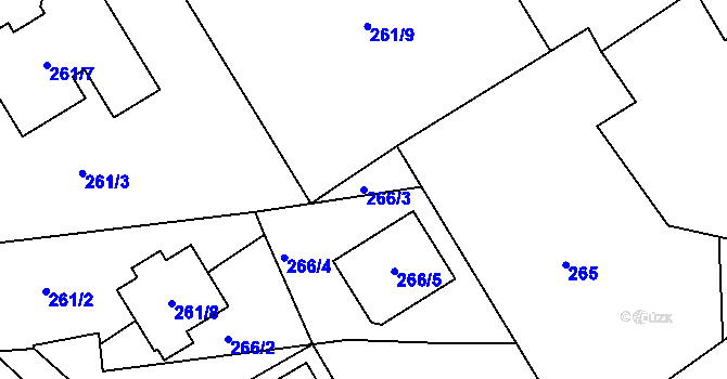 Parcela st. 266/3 v KÚ Heroltice u Jihlavy, Katastrální mapa