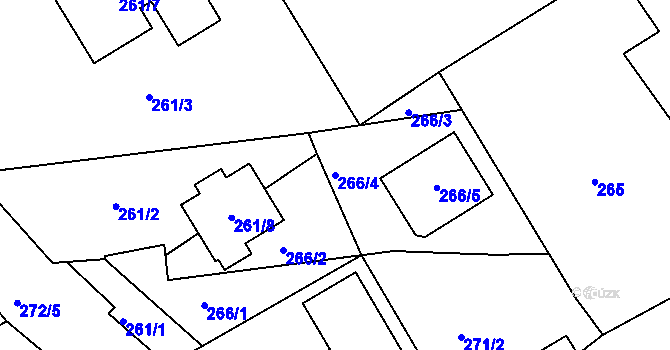 Parcela st. 266/4 v KÚ Heroltice u Jihlavy, Katastrální mapa