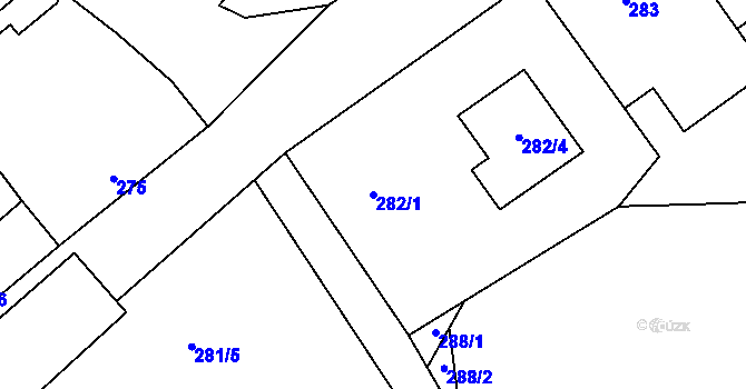 Parcela st. 282/1 v KÚ Heroltice u Jihlavy, Katastrální mapa