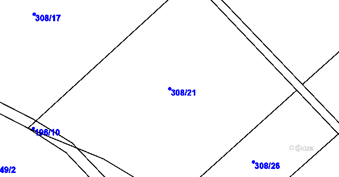 Parcela st. 308/21 v KÚ Heroltice u Jihlavy, Katastrální mapa