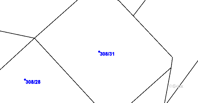 Parcela st. 308/31 v KÚ Heroltice u Jihlavy, Katastrální mapa