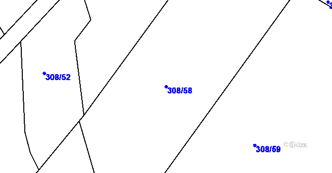 Parcela st. 308/58 v KÚ Heroltice u Jihlavy, Katastrální mapa
