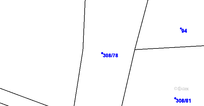 Parcela st. 308/78 v KÚ Heroltice u Jihlavy, Katastrální mapa