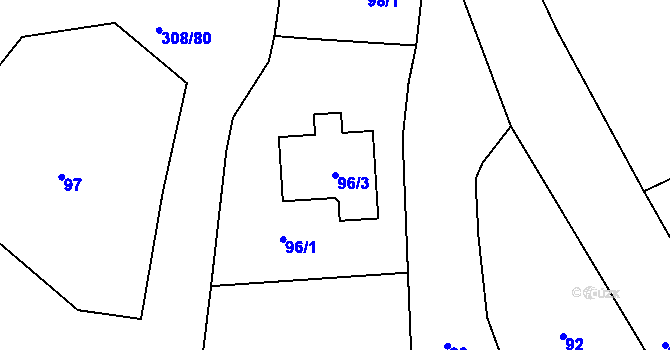 Parcela st. 96/3 v KÚ Heroltice u Jihlavy, Katastrální mapa