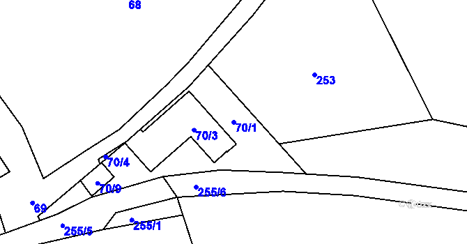 Parcela st. 70/1 v KÚ Heroltice u Jihlavy, Katastrální mapa