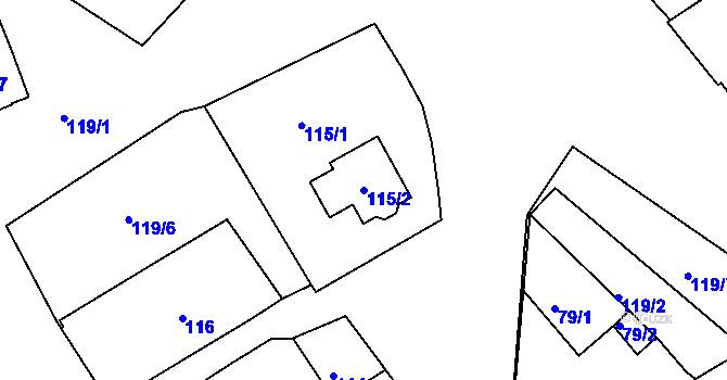 Parcela st. 115/2 v KÚ Heroltice u Jihlavy, Katastrální mapa