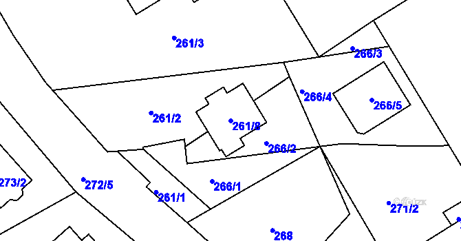 Parcela st. 261/8 v KÚ Heroltice u Jihlavy, Katastrální mapa