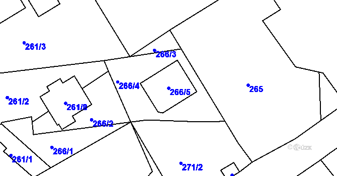 Parcela st. 266/5 v KÚ Heroltice u Jihlavy, Katastrální mapa