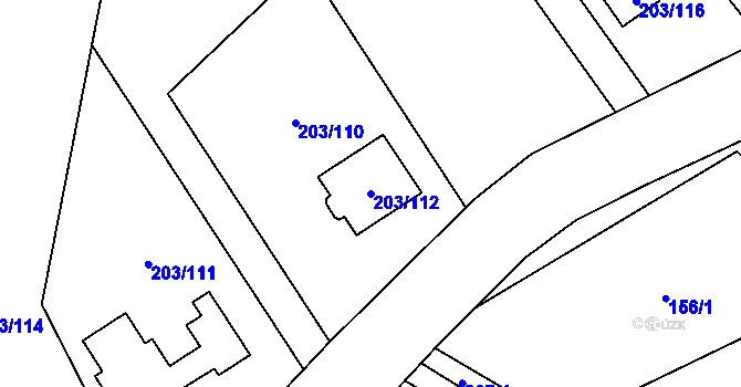 Parcela st. 203/112 v KÚ Heroltice u Jihlavy, Katastrální mapa