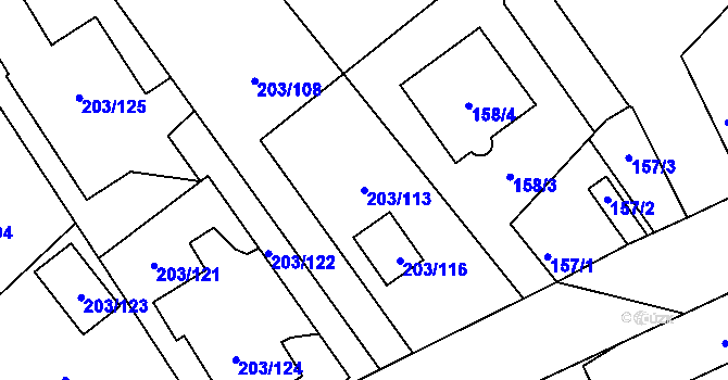 Parcela st. 203/113 v KÚ Heroltice u Jihlavy, Katastrální mapa