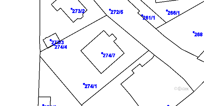 Parcela st. 274/7 v KÚ Heroltice u Jihlavy, Katastrální mapa