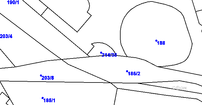 Parcela st. 214/38 v KÚ Heroltice u Jihlavy, Katastrální mapa