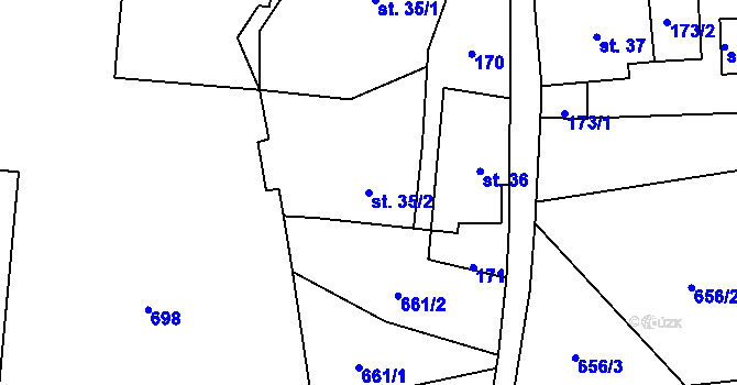 Parcela st. 35/2 v KÚ Heroltice u Štítů, Katastrální mapa