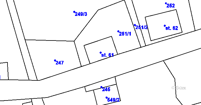Parcela st. 61 v KÚ Heroltice u Štítů, Katastrální mapa