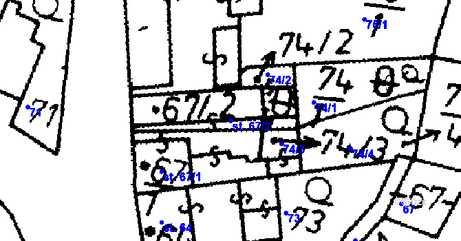 Parcela st. 67/2 v KÚ Heřmaň, Katastrální mapa