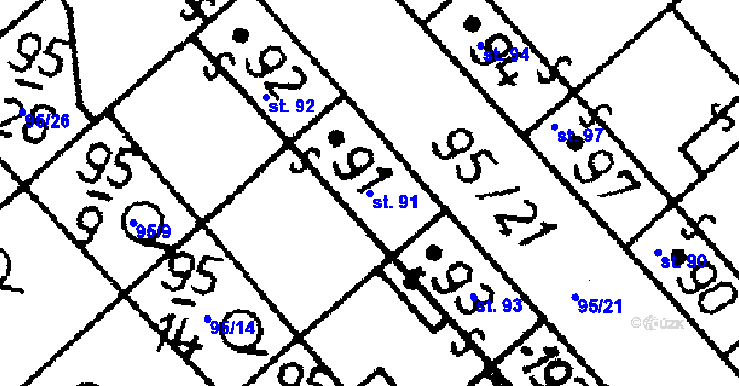 Parcela st. 91 v KÚ Heřmaň, Katastrální mapa