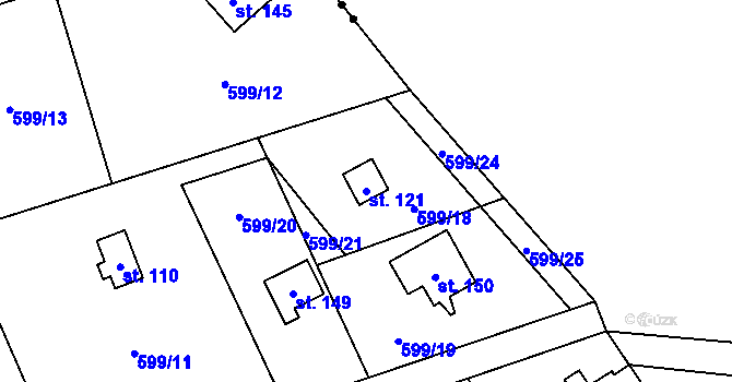 Parcela st. 121 v KÚ Heřmaň, Katastrální mapa