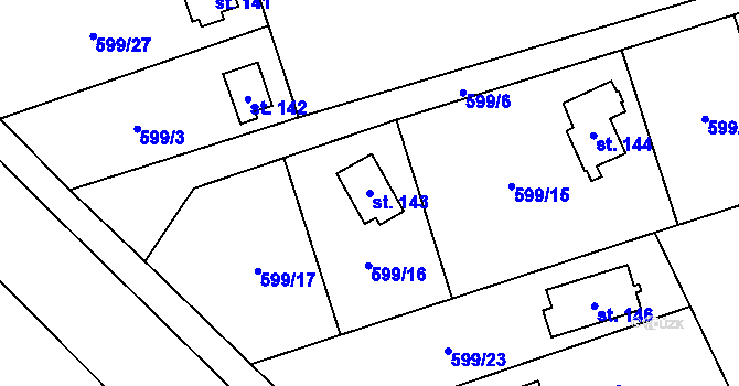 Parcela st. 143 v KÚ Heřmaň, Katastrální mapa