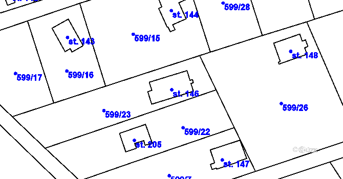 Parcela st. 146 v KÚ Heřmaň, Katastrální mapa
