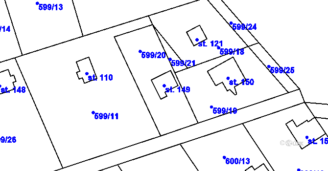 Parcela st. 149 v KÚ Heřmaň, Katastrální mapa