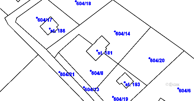 Parcela st. 181 v KÚ Heřmaň, Katastrální mapa
