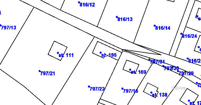 Parcela st. 195 v KÚ Heřmaň, Katastrální mapa
