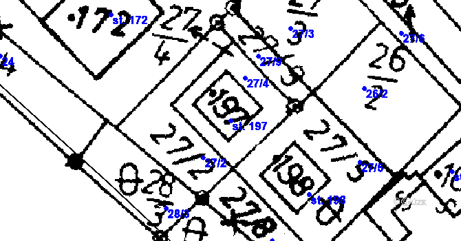 Parcela st. 197 v KÚ Heřmaň, Katastrální mapa