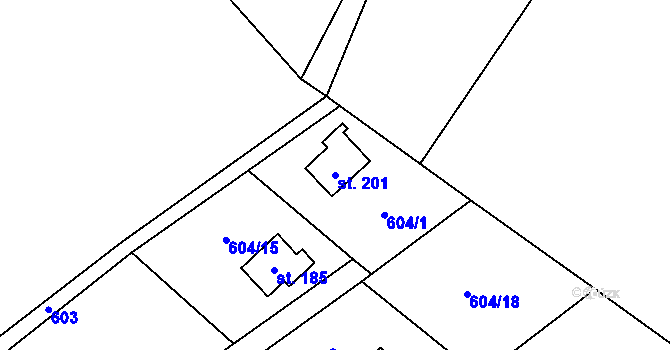 Parcela st. 201 v KÚ Heřmaň, Katastrální mapa