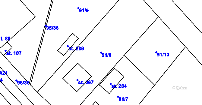 Parcela st. 91/6 v KÚ Heřmaň, Katastrální mapa