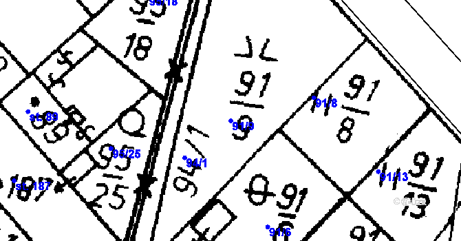 Parcela st. 91/9 v KÚ Heřmaň, Katastrální mapa