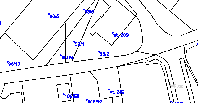 Parcela st. 93/2 v KÚ Heřmaň, Katastrální mapa