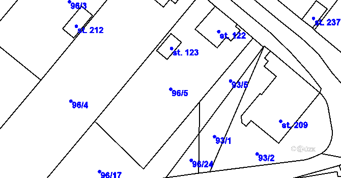 Parcela st. 96/5 v KÚ Heřmaň, Katastrální mapa