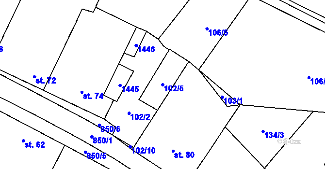 Parcela st. 102/5 v KÚ Heřmaň, Katastrální mapa