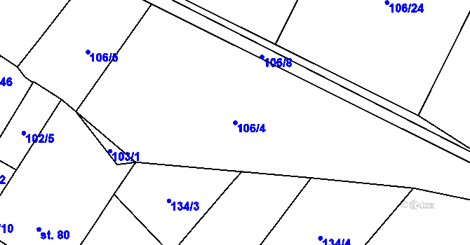 Parcela st. 106/4 v KÚ Heřmaň, Katastrální mapa