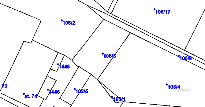Parcela st. 106/5 v KÚ Heřmaň, Katastrální mapa