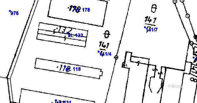 Parcela st. 141/4 v KÚ Heřmaň, Katastrální mapa